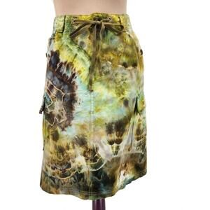 Vintage Liz Claiborne Upcycled Hand-Dyed Cargo Skirt. Multi-Color 4 NWOT